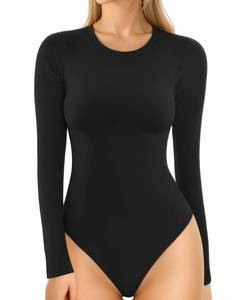 lot 12272 image: MANGOPOP Womens Crew Neck Long Sleeve Bodysuit T Shirts Basic Tops