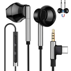 lot 12282 image: DJWOM USB C Wired Headphones for iPhone 16 15 Pro Max Plus 2 in 1 USB Type C 3.5mm Earbuds with Microphone in Ear USB-C Earbud Earphones for Galaxy S24 Ultra S23 S22 All Type C 3.5mm Devices Black