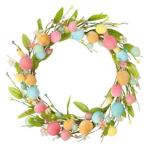 lot 15524 image: RoseCraft Easter Wreaths for Front Door,15.7 Inch Artificial Easter Colorful Egg Wreath Decorations, for Spring Summer Home Wedding Holiday Party Decor.