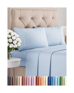 lot 16184 image: Full Size 4 Piece Sheet Set - Comfy Breathable & Cooling Bed Sheets Set - Hotel Luxury Bedding for Women, Men, Kids, Teens, Boys & Girls - Deep Pockets, Ultra-Soft, Wrinkle Free - Oeko-Tex - Sky Blue