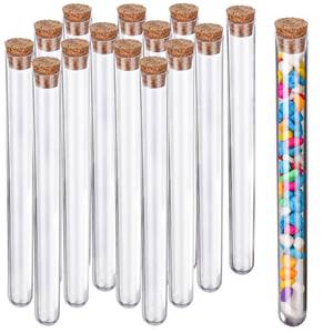lot 16194 image: HNYYZL Test Tubes,15pcs Clear Plastic Test Tubes with Cork,15x150mm Tube for Scientific Experiments,Party Decoration,Candy,Bath Salt (15ml)