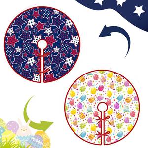 lot 16212 image: 15 Inch Mini Independence Day Tree Skirt Easter Day Reversible Independence Day Double Sided Print Mat Christmas Party Supplies for Home Tabletop Trees Holiday Decoration (EasterIndependence Day)