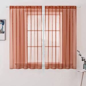 lot 16216 image: MIULEE 2 Panels Solid Color Sheer Window Curtains Elegant Window Voile Fall PanelsDrapesTreatment for Bedroom Living Room (54X63 Inches Burnt Orange)