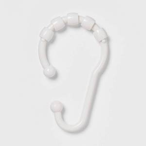 lot 16218 image: Plastic V Glide Hooks White - Room Essentials�� ABS Material, 12-Pack, Glossy Finish, Shower Liner Rings