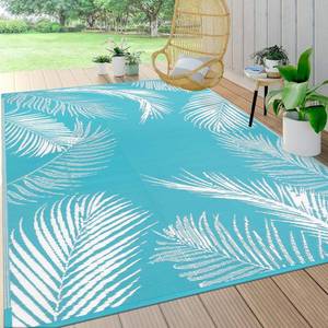 lot 1316 image: Pauwer Waterproof Outdoor Rug 5x8, Reversible Plastic Straw Patio Camping Rug, Indoor Outdoor RV Mat Carpet for Deck, Camper, Porch, Balcony, Backyard, Picnic, Leaf Teal