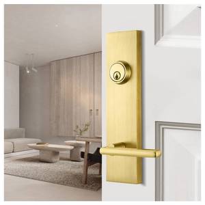 lot 1318 image: SNBTLA Satin-Brass Front Door Handle - Modern Entry Door Lock Set with Deadbolt,Exterior Door Lever 3 Keys for Left & Right Hand Door (Satin Brass)