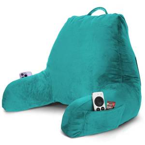 lot 1322 image: Nestl Reading Pillow with Shredded Memory Foam, Designed for Sitting Up in Bed and Couch, Back and Arms Adjustable Support for Adult & Teens Backrest Pillows for Reading, with Washable Cover Teal