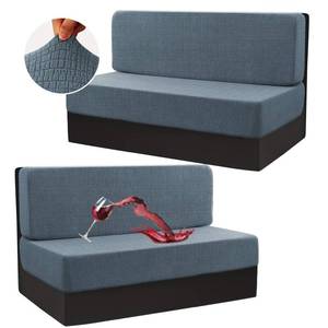 lot 1325 image: H.VERSAILTEX 100% Waterproof RV Dinette Cushion Covers - Booth Set Stretch Camper Cushion Replacements - Anti-Slip Crizzle Pattern (2 Backrest & 2 Bench Covers, Stoneblue)