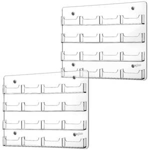 lot 1326 image: 2 Pieces Acrylic Business Card Holder Wall Mount Clear Sticker Display Rack Multiple Clear Acrylic Card Organizer Sticker Display Stand Pre Drilled Index Card Storage (16 Pockets 15.7 x 11.8)
