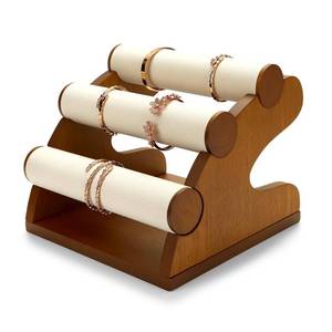 lot 1335 image: Woodten 3 Tiers Solid Wood Jewelry Organizer Stand and Display Detachable Bracelet Bangle Display Stand Jewelry Tree for Watch Bracelet Bangle Organization(Beige)
