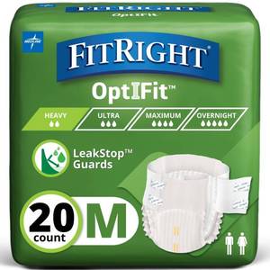 lot 1345 image: FitRight Extra Adult Diapers, Disposable Incontinence Briefs, Leak-Proof Diaper, Absorbent Briefs For Men and Women, Maximum Protection, Medium, 32 �� 44 in, 20 briefs per bag