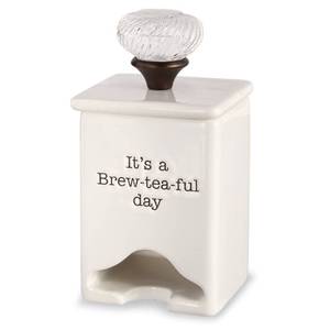 lot 1355 image: Mud Pie FBA_ Ceramic Tea Bag Caddy, White
