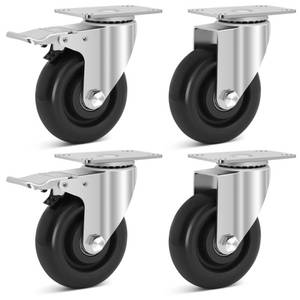 lot 1361 image: W B D WEIBIDA 4 Inch Caster Wheels Set of 4, 1200 Lbs Heavy Duty Casters with 2 Brake, Locking Industrial Swivel Top Plate Casters Wheels for Cart and Furniture Workbench(2 Brake 2 Swivel)