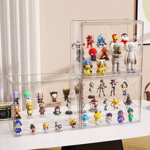 lot 1369 image: Clear Acrylic Blind Box ,3 Tier Acrylic Display Case for Figures, Dustproof Display Box with Magnetic Door and Riser Shelf ,Stackable Display Cases for Collectibles, Figures,Toy(3 Packs)