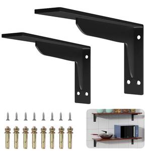 lot 1371 image: Heavy Duty Shelf Brackets, 12 inches Industrial Steel L Countertop Support 880LBS Load Capacity Black Metal Shelves Brackets DIY Triangle(2Pcs)