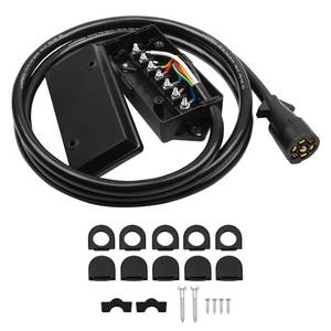 lot 1375 image: YERMAOYI Heavy Duty 7 Way Plug Inline Trailer Cord with 7 Gang Junction Box for Trailers RVs Campers - 8 Feet, Weatherproof