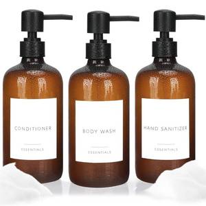 lot 1378 image: Insdawn Shower Soap Dispenser Set of 3 Plastic 21oz Shampoo and Conditioner Bottles with Pump and Labels Bathroom Soap Dispenser Set Easy to Refill Body Wash for Bathroom Decor