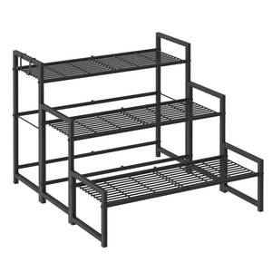 lot 1382 image: Garden 4 you 3 Tier Metal Plant Stand Outdoor Indoor Waterproof, Stackable Heavy Duty Tall Plant Shelf Flower Pot Holder for Garden, Display Rack, Black