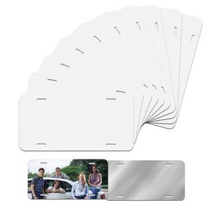 lot 1386 image: 10 Pack Sublimation License Plate Blanks,Heat Thermal Transfer Sheet DIY Picture Sublimation Blank,Metal Aluminum Automotive License Plate Plates Tag for Custom Design Work - White