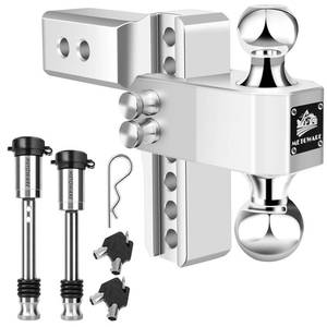 lot 1397 image: METOWARE Adjustable Trailer Hitch - Aluminum Tow Hitch Fits 2.5-Inch Receiver - Heavy Duty Drop Hitch with 6-Inch DropRise for Truck (18,000 LBS GTW), Double Stainless Steel Locks & Hitch Pin