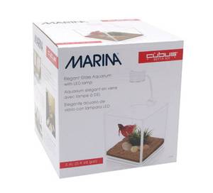 lot 1403 image: Marina CUBUS Glass Betta Kit �� Elegant Glass Aquarium for Homes or Offices