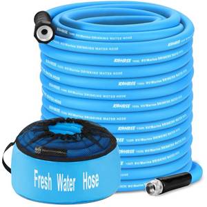 lot 1405 image: Kohree 100 FT RV Water Hose, 58 Premium Drinking Water Hose, Leak Free, No Kink, Long Garden Hose 100 ft with Storage Bag, Ideal for RV, Camper, Truck, Garden - Blue