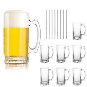lot 1412 image: QAPPDA Beer Mugs Set,Glass Mugs With Handle 16oz,Large Beer Glasses For Freezer,Beer Cups Drinking Glasses 500ml,Pub Drinking Mugs Stein Water Cups For Bar,Alcohol,Beverages Set of 8 KTZB02��