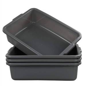 lot 1416 image: Eagrye 4-Pack Bus Tubs, Commercial Tote Box, Plastic Bus Box (13 L Capacity), Grey