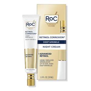 lot 2032 image: RoC Retinol Correxion Deep Wrinkle Anti-Aging Night Cream, Daily Face Moisturizer with Shea Butter, Glycolic Acid and Squalane, Skin Care Treatment, 1 Ounces (Packaging May Vary)