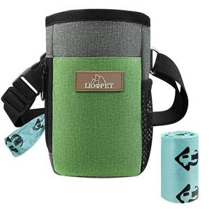 lot 2039 image: LIOOPET Dog Treat Pouch - Fashionable Green&Grey Design - Large Capacity Dog Treat Bag for Dog Walks,Outdoor Activities, Travel and Training - Includes 1 Poop Bags