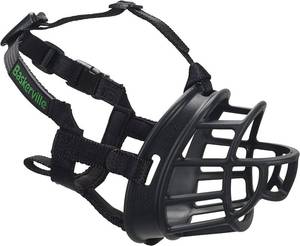 lot 2353 image: BASKERVILLE ULTRA MUZZLE - Patented Humane Design, Breathable, Dog can Pant and Drink, Adjustable, Padded, Training Muzzle for Medium-sized Dogs, Prevents Biting, Wildlife Scavenging (Size 3, Black)