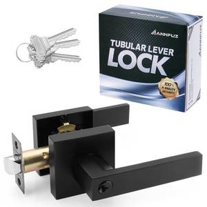 lot 2356 image: ANNFUZ Entry Door Handle with Lock and Keys,Front Door Exterior Door Lever,Not Alike Keys Reversible Lever for Right & Left Side,for Front Entrance and Bedrooms,Matte Black