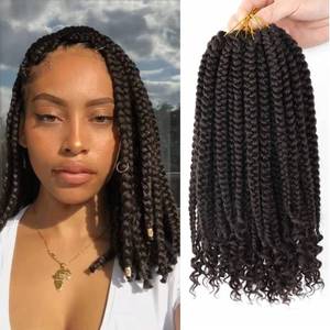 lot 2360 image: 6 Packs Crochet Box Braids Curly Ends 12 Inch Bohemian Box Braids Crochet Hair for Black Women (4#, 12 Inch)