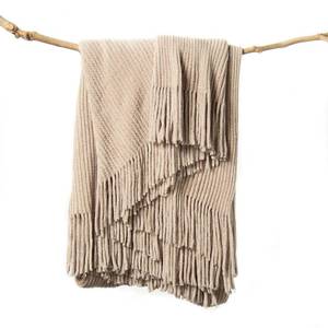 lot 2366 image: lifein Throw Blanket for Couch, Soft Boho Decor Bed Throw,Cozy Beige Knitted Chenille Small Farmhouse Lightweight Throw for Spring(Beige,50  60)