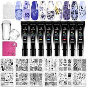 lot 2371 image: Biutee Nail Stamper Kit Nail Art Stamping Plate Set Stamping Nail Polish Gel Stamp Plate Jelly Silicone Stamper Scraper Flower Lace Line Kiss Stencil Template Tool Supplies for Holiday (Storage Bag)