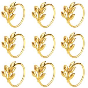 lot 2383 image: KPOSIYA Set of 20 Leaf Napkin Rings Metal Gold Napkin Holder Table Napkin Rings for Dinning Table Parties Everyday (Ye Zi-Gold 20)
