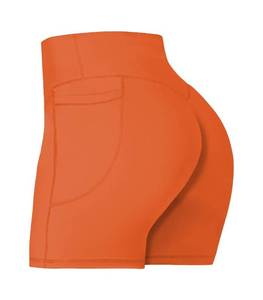 lot 2389 image: Sunzel No Front Seam Biker Shorts for Women with Pockets, Yoga Workout Gym Bike Shorts with Tummy Control 5 Orange Small