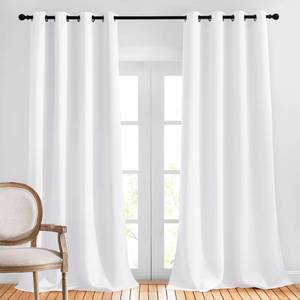 lot 2392 image: NICETOWN White Living Room Curtains 90 inches Long, Grommet Home Fashion Energy Saving Room Darkening Sound Dampening Window Treatments for Bedroom, 2 Panels, W52 x L90