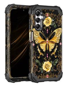 lot 2404 image: Miqala for Galaxy A16 5G Case,Glow in The Dark Three Layer Heavy Duty Shockproof Full Protection Hard Plastic BumperSoft Silicone Protective Case for Samsung Galaxy A16 5G 6.7 inch,GoldBlack