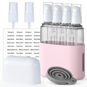 lot 2414 image: VITEVER 3oz Travel Bottles for Toiletries, 4 Pack TSA Approved Portable Containers for Shampoo Liquid With Labels, Leak Proof Refillable Dispenser Set - Pink