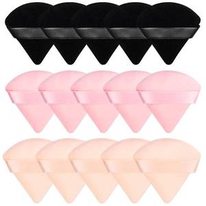 lot 2422 image: Pimoys 15 Pieces Powder Puff Face Soft Triangle Makeup Velour Puff, Beauty Sponge for Loose Powder and Cosmetic Foundation, Blender Makeup Tool (Black, Pink, Flesh)