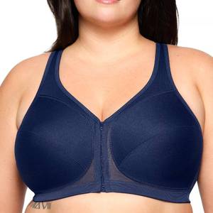 lot 2426 image: Glamorise Full Figure Plus Size MagicLift Front-Closure Posture Back Bra Wirefree #1265 Blue 58D