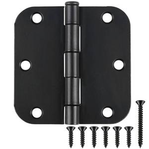 lot 2438 image: A 18 Pack Matte Black Door Hinges 3.5 x 3.5 Inch Interior 3 12 Inch Door Hinges for Doors Rounded 58 Radius Corners Flat Iron Hinge 3 �x 3 � Door Hardware Controls