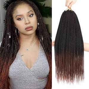 lot 2445 image: BAOTA Senegalese Twist Crochet Hair for Kids Ombre Brown 12 Inch 8 Packs Short Crochet Hair for Black Women Pre Looped Small Braids Micro Twist Crochet Hair with Natural Ends T30
