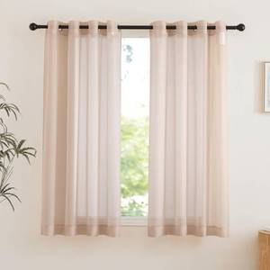 lot 2446 image: NICETOWN Taupe Sheer Curtains 72 inches Long, Grommet Light Filtering Window Treatments Airy & Breathable Soft Drapes for BedroomHome Office, W54 x L72, 2 Panels