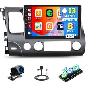 lot 2450 image: 8 Core4G64G Android Car Stereo for Honda Civic 2006-2011 Wireless Carplay&Android Auto, 10.1 IPS Touchscreen 1280  720 DSP Auto Radio GPS Bluetooth FMRDS 32EQ WiFi SWCBackup Cam&Mic
