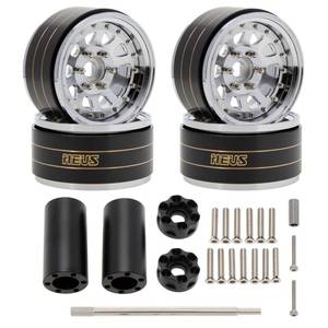 lot 2467 image: MEUS RACING 1.9 Beadlock Wheels Rims, 120.5g Brass & Aluminum Deep-Dish Wheels for 110 RC Crawler SCX10 TRX4 VS4-10 Gen8 (D-Silver)