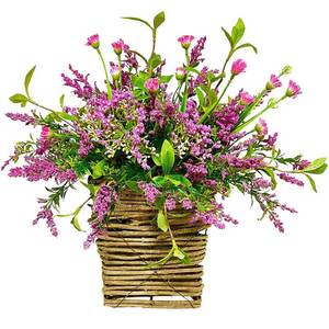 lot 2472 image: Wildflowers Door Hanging Basket Spring Front Door Wreath Porch Farmhouse Spring Artificial Flowers Home Decor, Hanging Ornament (M)