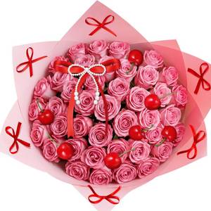 lot 2475 image: Chunful 30 Pcs Cherry Bouquet Decorations Red Artificial Cherry Cake Decorations Pearl Bows for Bouquets Red Bow Cupcake Toppers for Birthday Flowers Party Wedding Photography Prop Decor