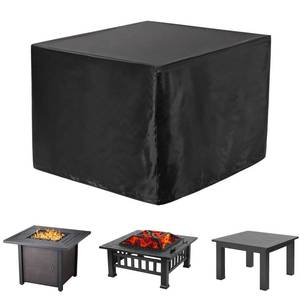 lot 2485 image: WOMACO Heavy Duty Square Patio Fire PitTable Cover, Waterproof Outdoor Furniture Cover (48 x 48 x 29, Black)